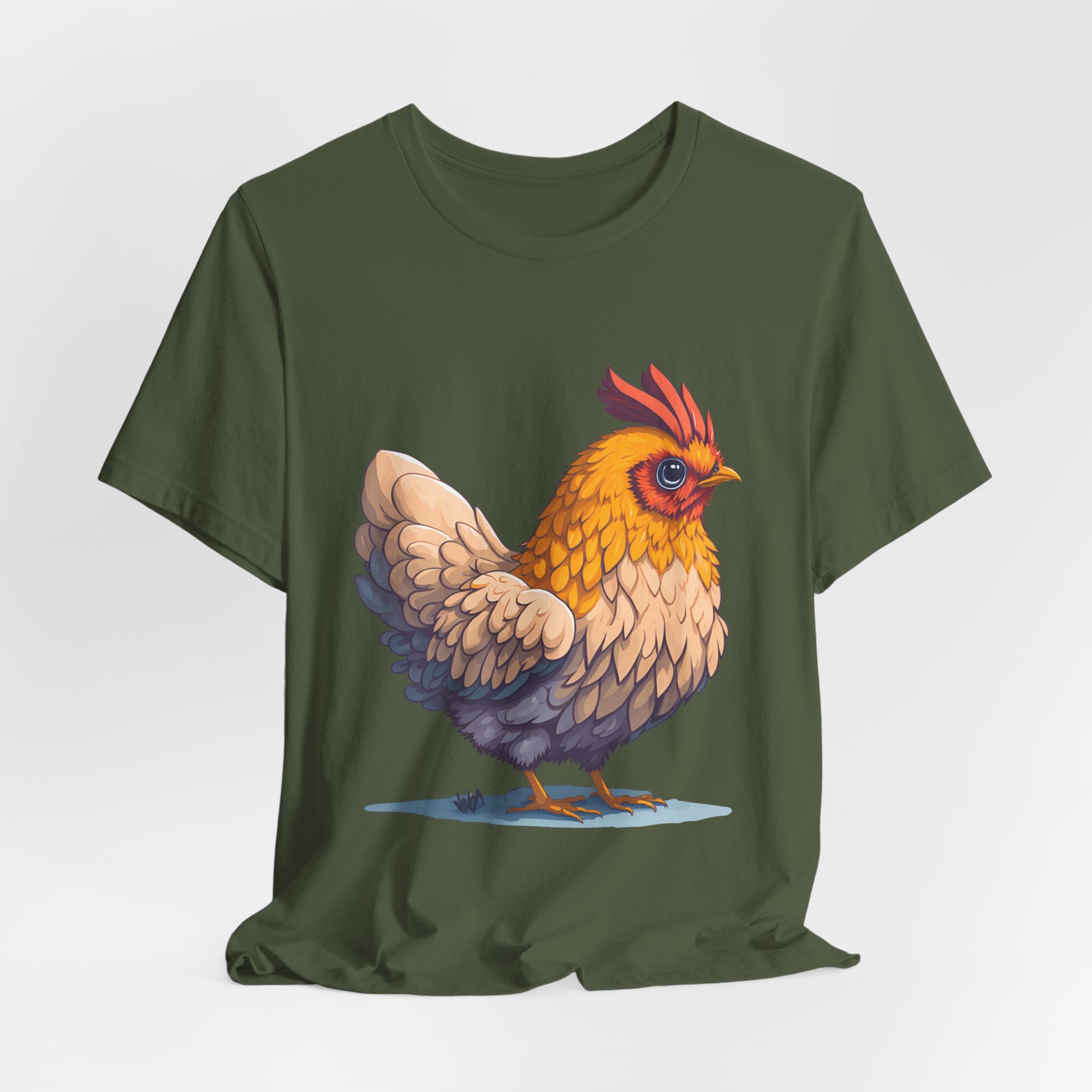 Chicken Illustration T-Shirt — Cute Orange Hen Graphic Tee