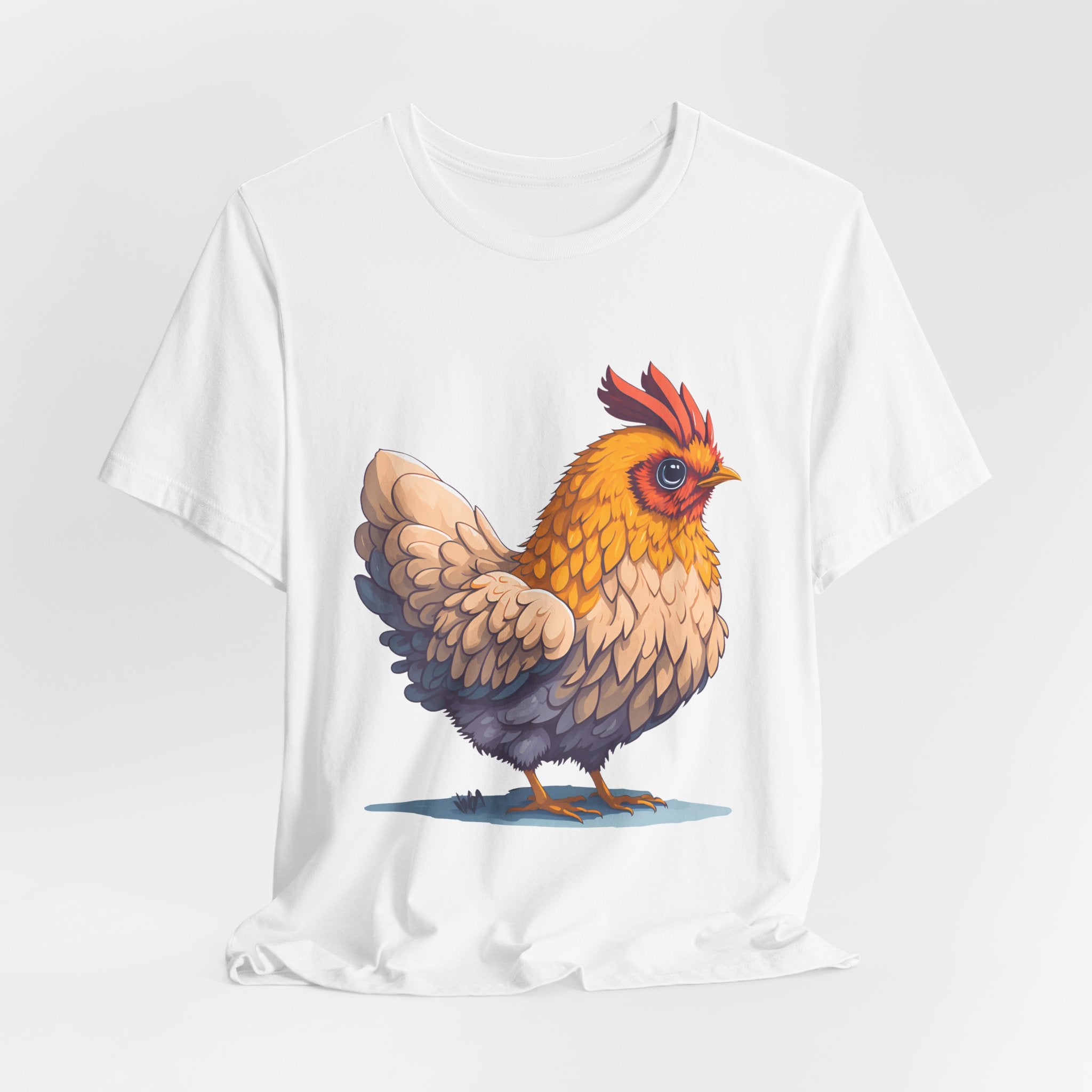 Chicken Illustration T-Shirt — Cute Orange Hen Graphic Tee